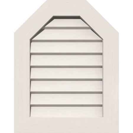 Ekena Millwork Octagonal Top Gable Vent Non-Functional, PVC Gable Vent w/ 1" x 4" Flat Trim Frame, 20"W x 14"H GVPOT20X1401DUN